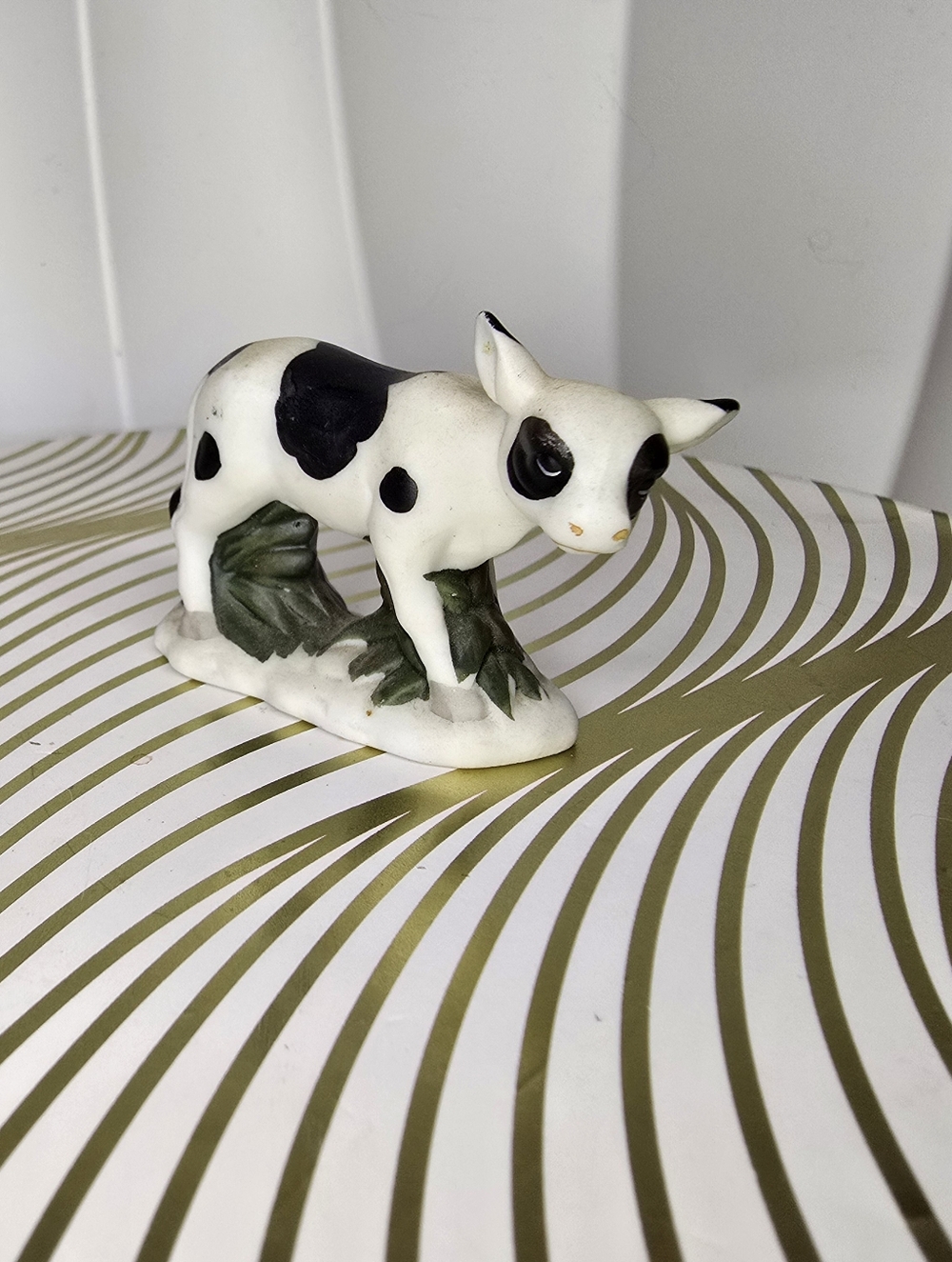 Dept. 56 Calf White and Black Ceramic Cow Figurine